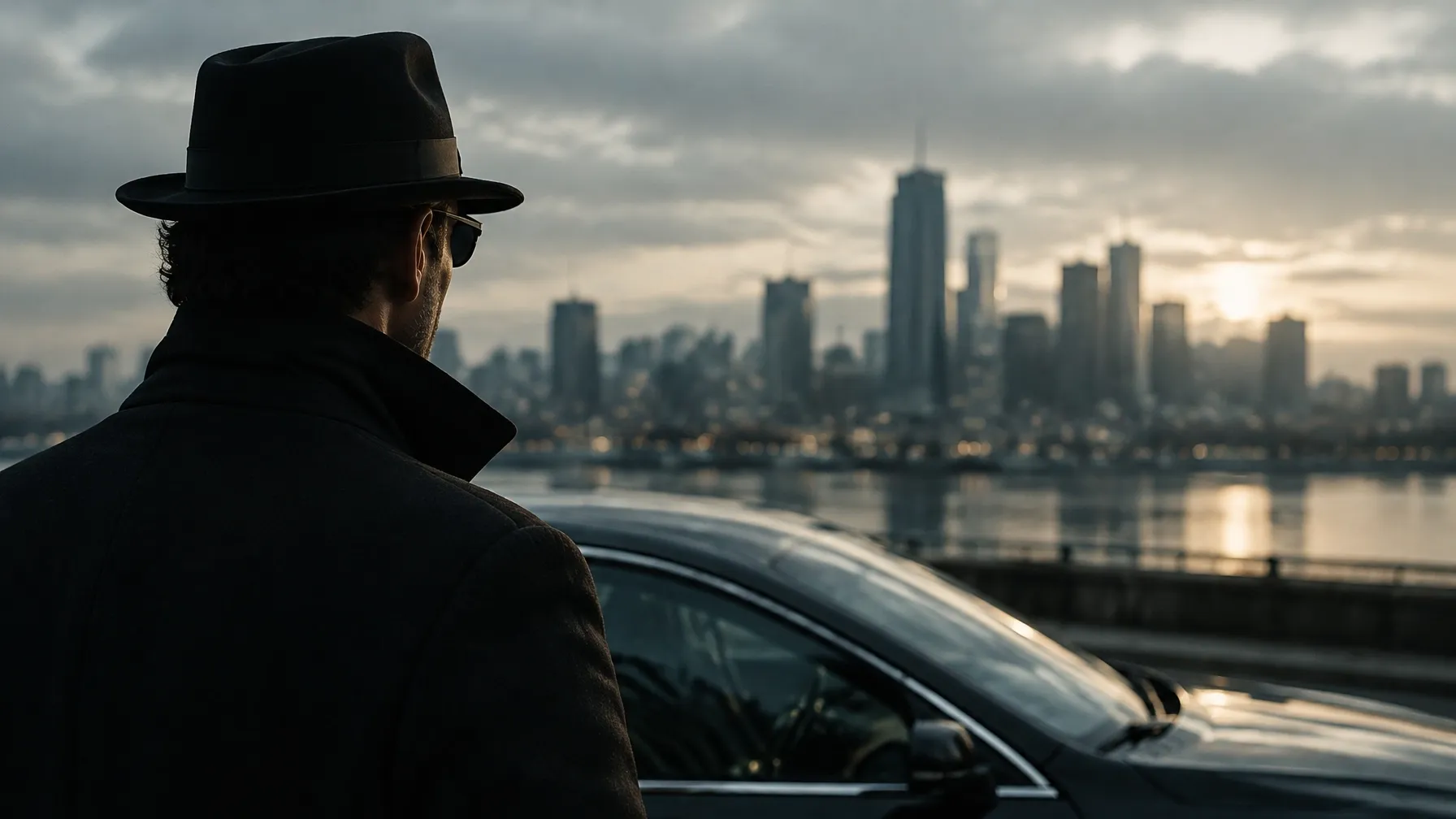 A discreet figure looking out over a city